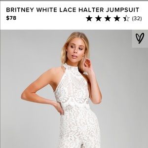 Lulus Britney White Lace Halter Jumpsuit